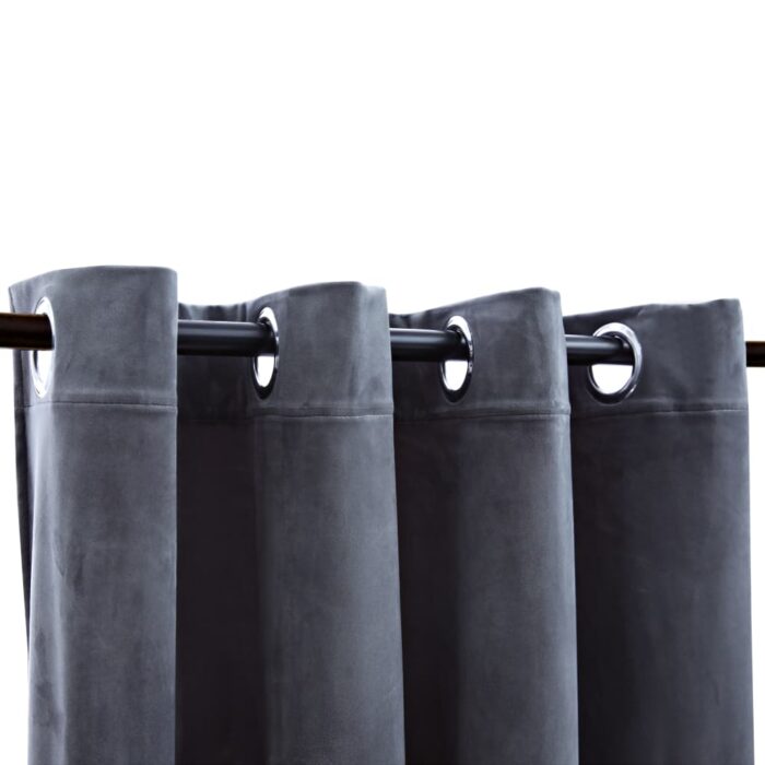 Rideaux occultants et anneaux 2pcs Velours Anthracite 140x225cm – Image 2