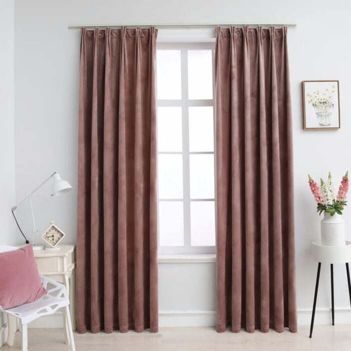 VXL8719883721019_m_en_hd_1.jpg Rideau occultant et crochet 2pcs Velours Rose antique 140x245cm – Image 1