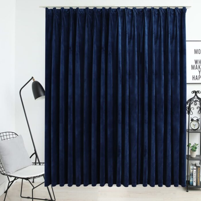 Rideau occultant avec crochets Velours Bleu foncé 290x245 cm – Image 1