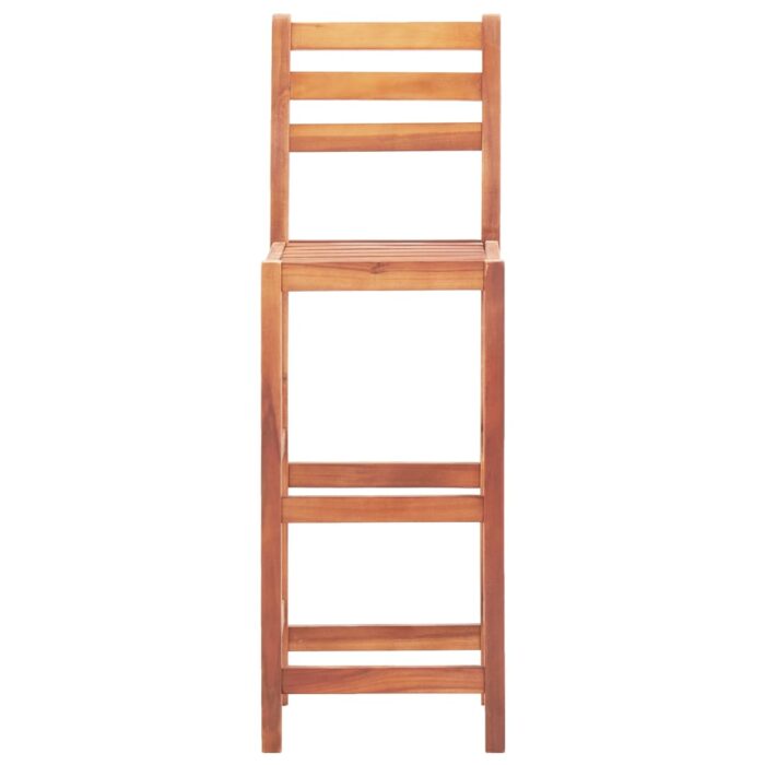 Chaises de bar lot de 2 bois d'acacia solide – Image 2