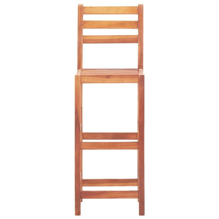 Chaises de bar lot de 2 bois d'acacia solide – Image 5