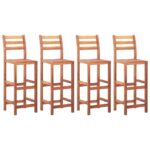 Chaises de bar lot de 4 bois d'acacia solide