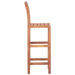 Chaises de bar lot de 4 bois d'acacia solide – Image 3