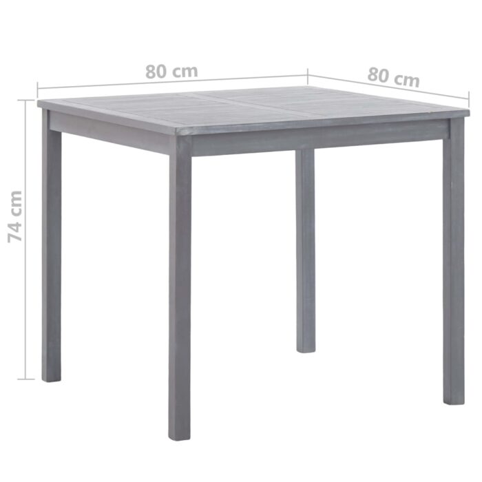 Table de jardin Gris 80x80x74 cm Bois d'acacia massif – Image 4