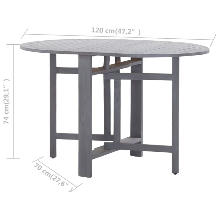 Table de jardin Gris 120x70x74 cm Bois d'acacia massif – Image 7