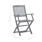 Chaises pliables d'extérieur lot de 4 Bois d'acacia solide – Image 8