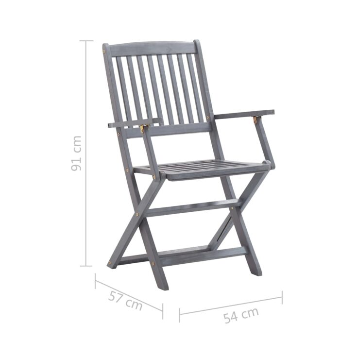 Chaises pliables d'extérieur lot de 4 Bois d'acacia solide – Image 8