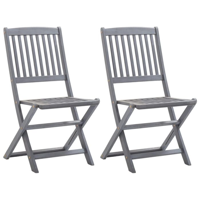 Chaises pliables d'extérieur lot de 2 Bois d'acacia solide – Image 1