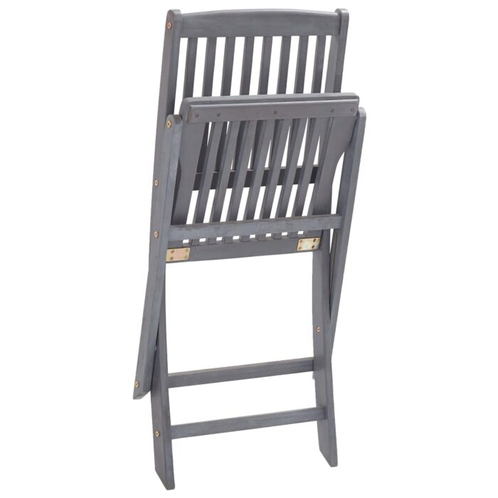 Chaises pliables d'extérieur lot de 2 Bois d'acacia solide – Image 7