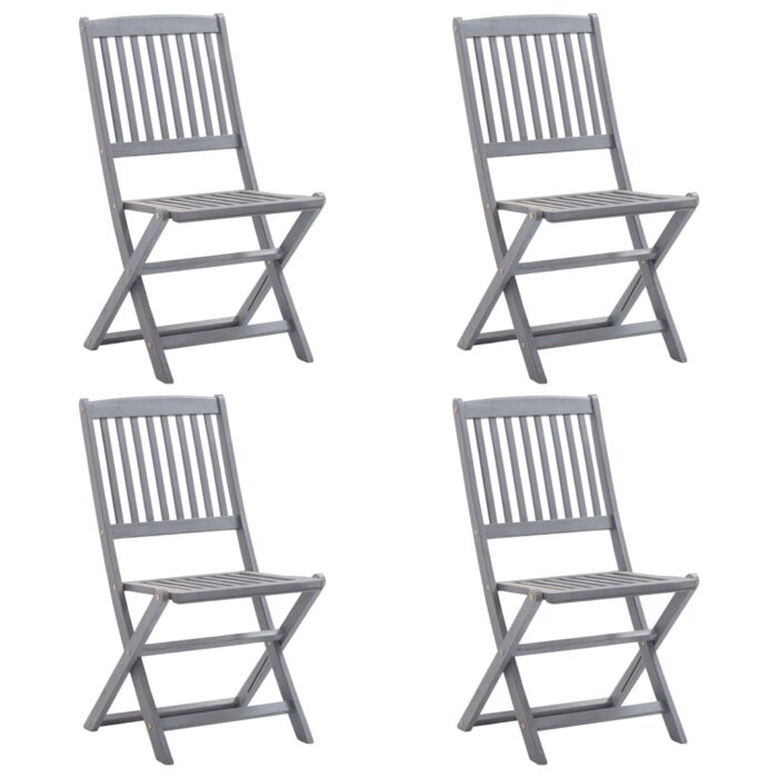 Chaises pliables d'extérieur lot de 4 Bois d'acacia solide – Image 1