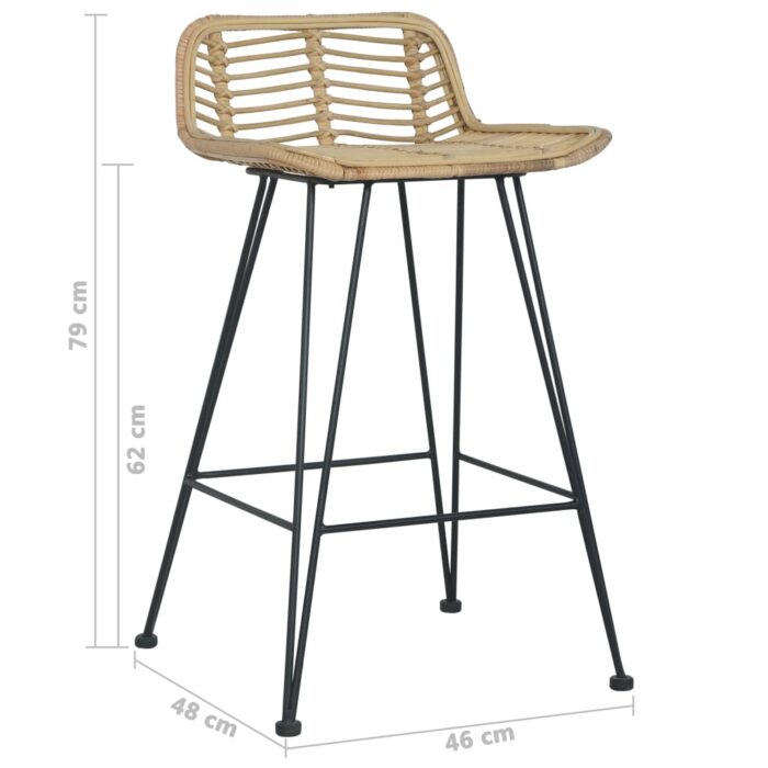 Chaises de bar lot de 2 rotin Naturel – Image 7