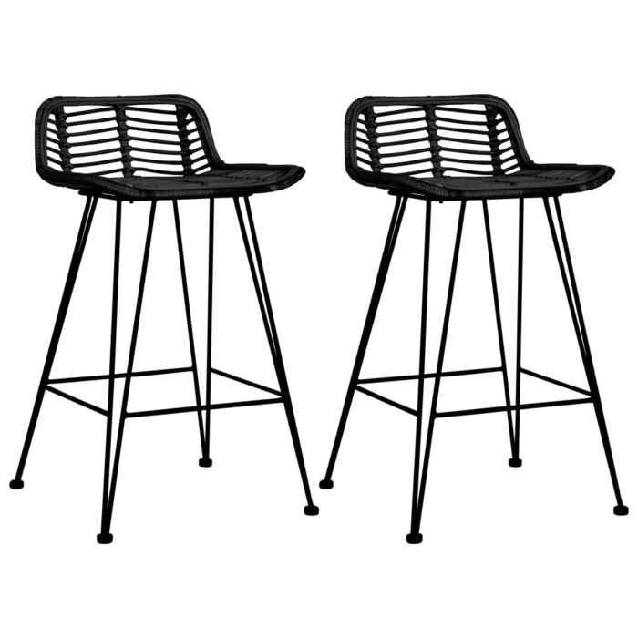 Chaises de bar lot de 2 noir Rotin – Image 1