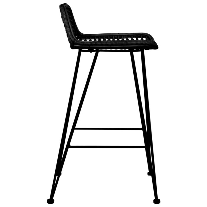Chaises de bar lot de 2 noir Rotin – Image 3