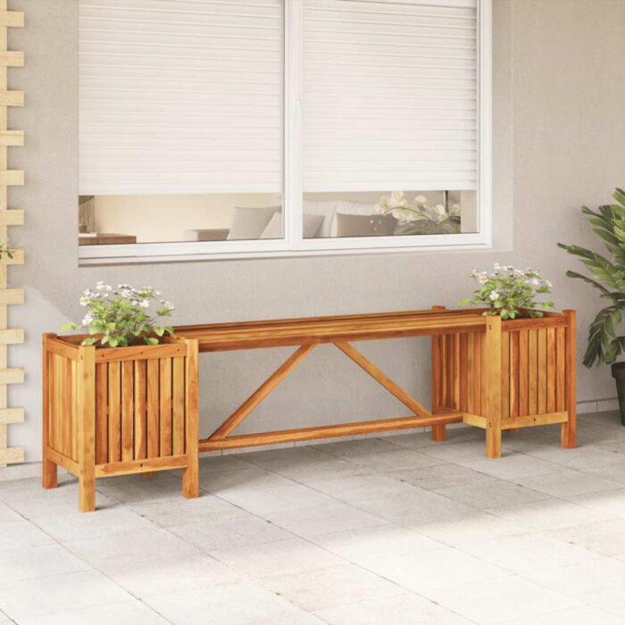 Banc de jardin avec 2 jardinières 150x30x40 cm Bois d'acacia – Image 1