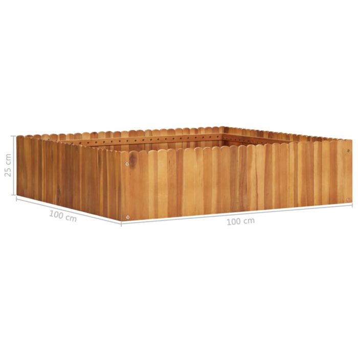 Lit surélevé de jardin 100x100x25 cm Bois massif d'acacia – Image 4