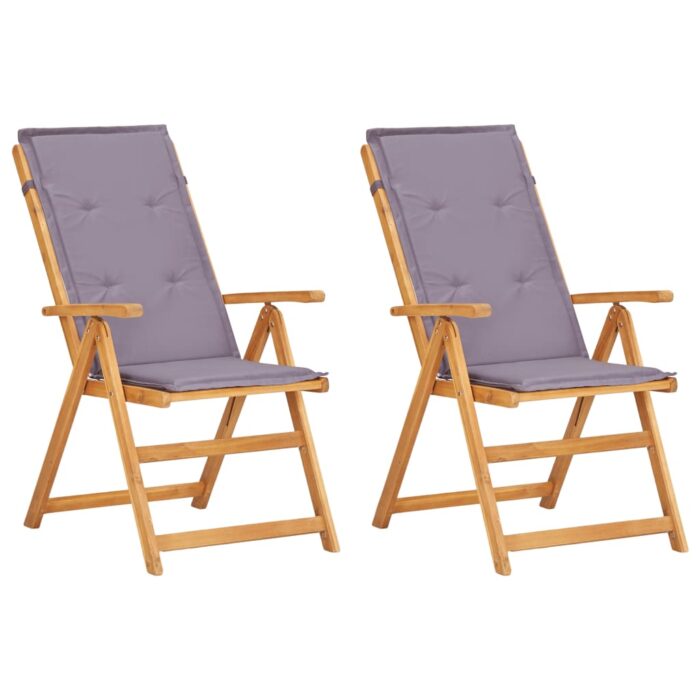 Chaises inclinables de jardin lot de 2 Bois solide d'acacia – Image 1