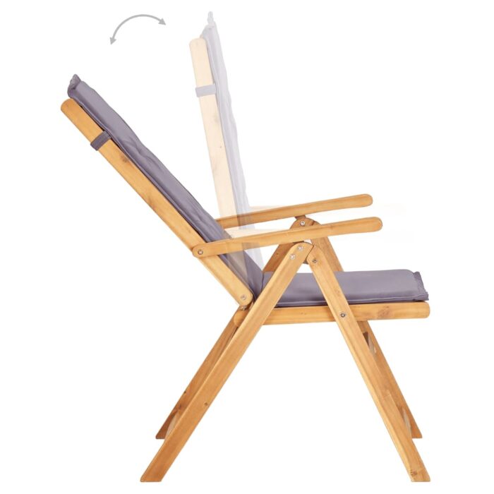 Chaises inclinables de jardin lot de 2 Bois solide d'acacia – Image 2