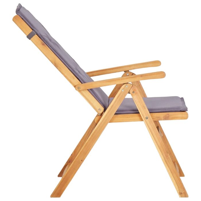 Chaises inclinables de jardin lot de 2 Bois solide d'acacia – Image 4
