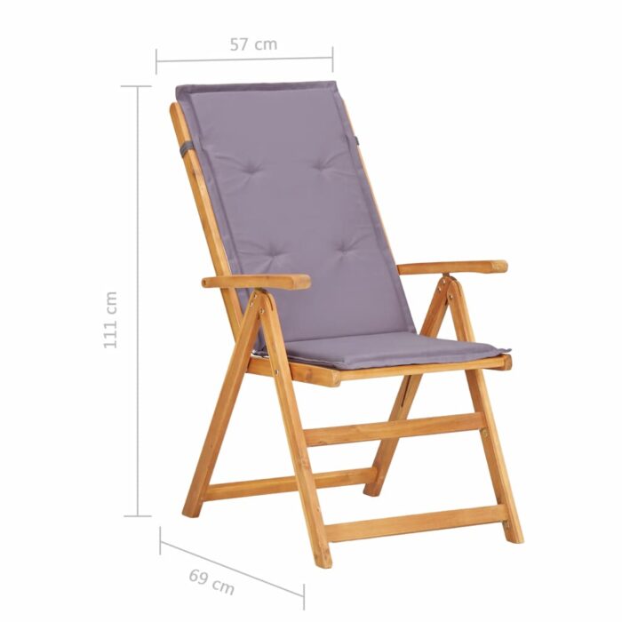 Chaises inclinables de jardin lot de 2 Bois solide d'acacia – Image 7