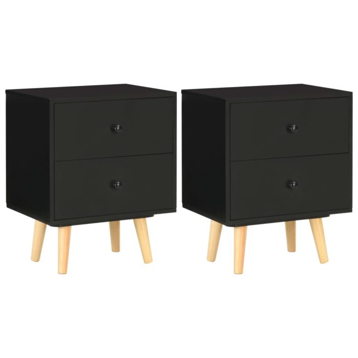 Tables de chevet 2 pcs Noir 40 x 30 x 50 cm Pin massif – Image 1