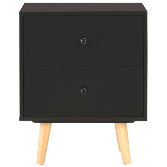 Tables de chevet 2 pcs Noir 40 x 30 x 50 cm Pin massif – Image 3