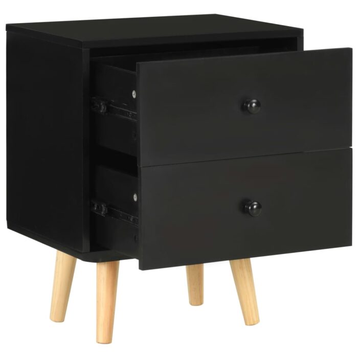 Tables de chevet 2 pcs Noir 40 x 30 x 50 cm Pin massif – Image 5