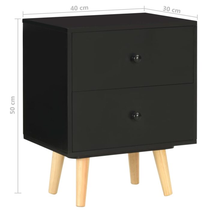 Tables de chevet 2 pcs Noir 40 x 30 x 50 cm Pin massif – Image 9
