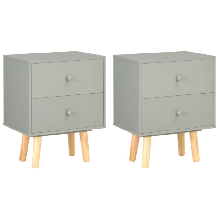 Tables de chevet 2 pcs Gris 40 x 30 x 50 cm Pin massif – Image 1