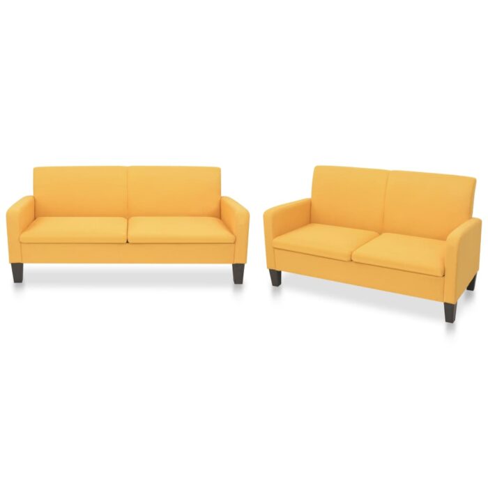 Ensemble de canapés 2 pcs Tissu Jaune – Image 1