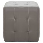 2 pcs Poufs Gris 30 x 30 x 30 cm Similicuir – Image 2