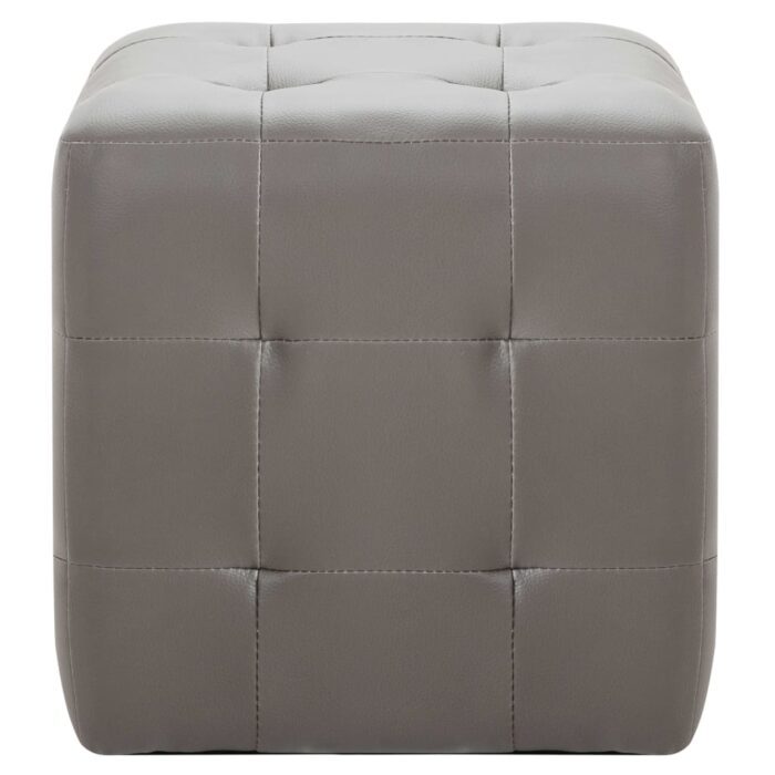 2 pcs Poufs Gris 30 x 30 x 30 cm Similicuir – Image 2
