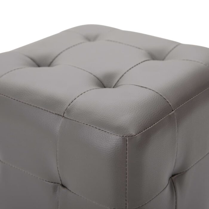 2 pcs Poufs Gris 30 x 30 x 30 cm Similicuir – Image 3