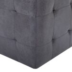 2 pcs Poufs Gris 30 x 30 x 30 cm Similicuir daim – Image 4