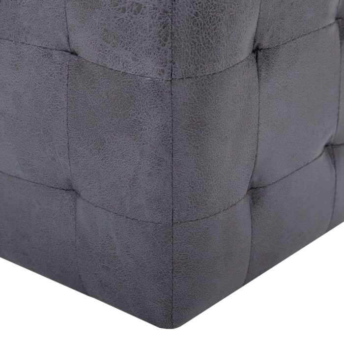 2 pcs Poufs Gris 30 x 30 x 30 cm Similicuir daim – Image 4