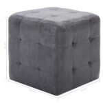 2 pcs Poufs Gris 30 x 30 x 30 cm Similicuir daim – Image 5