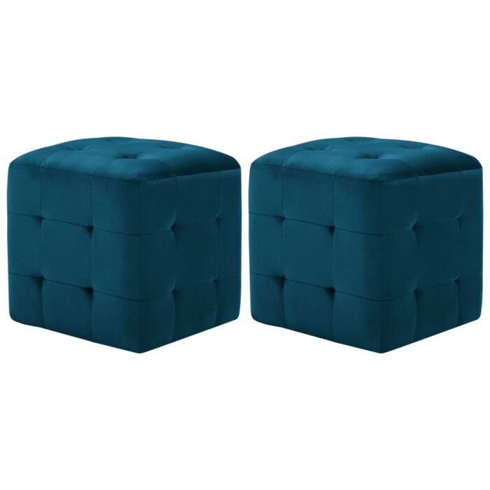 2 pcs Poufs Bleu 30 x 30 x 30 cm Tissu velours – Image 1