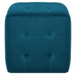 2 pcs Poufs Bleu 30 x 30 x 30 cm Tissu velours – Image 2