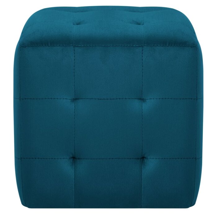 2 pcs Poufs Bleu 30 x 30 x 30 cm Tissu velours – Image 2