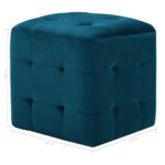 2 pcs Poufs Bleu 30 x 30 x 30 cm Tissu velours – Image 5