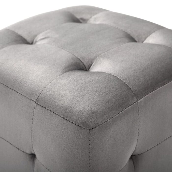 2 pcs Poufs Gris 30 x 30 x 30 cm Tissu velours – Image 3