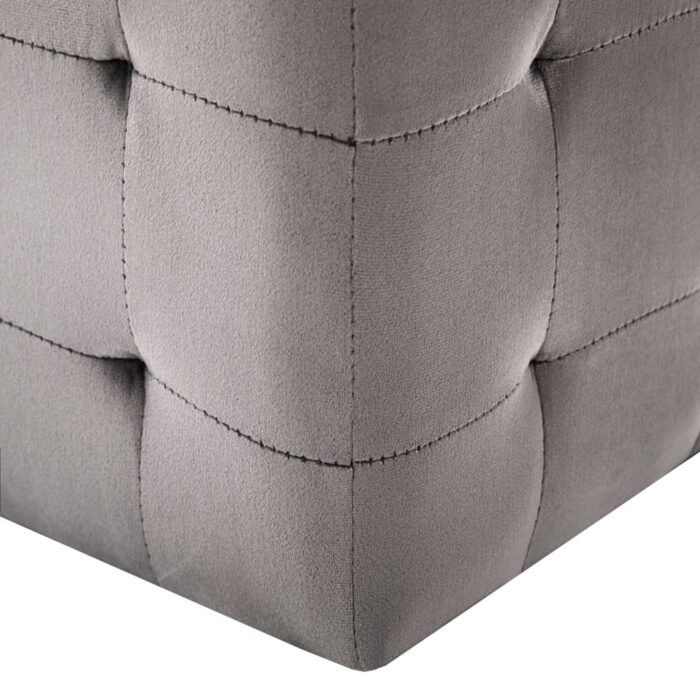 2 pcs Poufs Gris 30 x 30 x 30 cm Tissu velours – Image 4