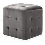2 pcs Poufs Gris 30 x 30 x 30 cm Tissu velours – Image 5