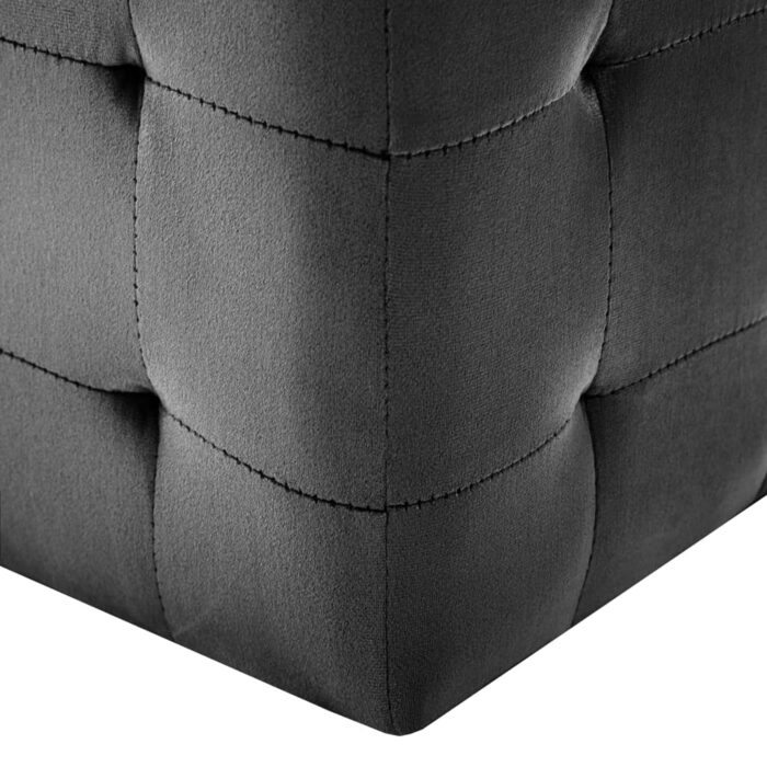 2 pcs Poufs Noir 30 x 30 x 30 cm Tissu velours – Image 4