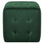 2 pcs Poufs Vert 30 x 30 x 30 cm Tissu velours – Image 2