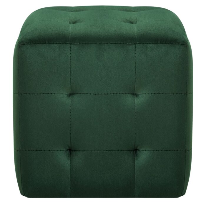 2 pcs Poufs Vert 30 x 30 x 30 cm Tissu velours – Image 2
