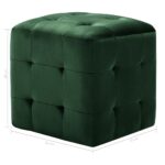 2 pcs Poufs Vert 30 x 30 x 30 cm Tissu velours – Image 5