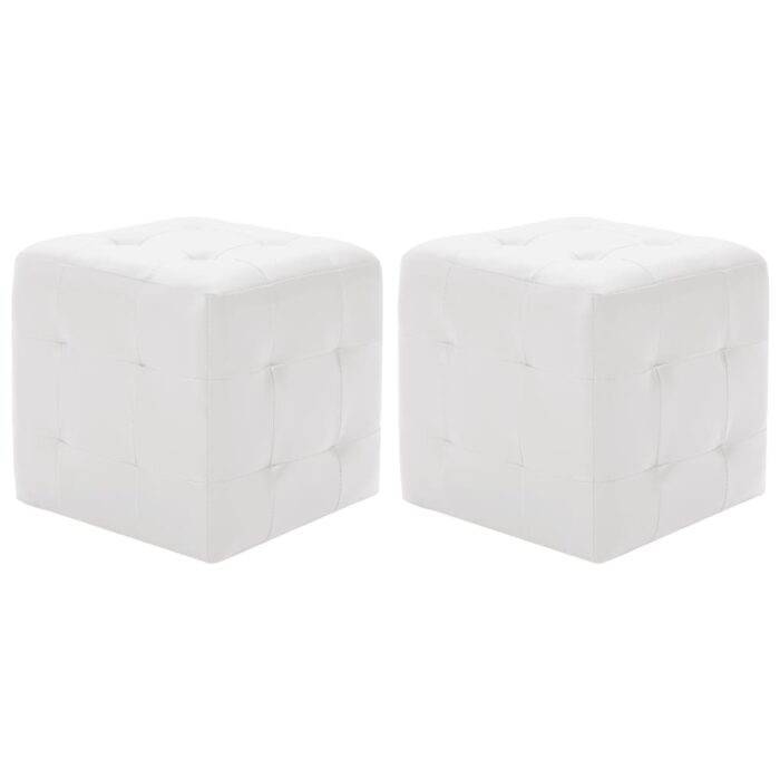 Poufs 2 pcs Blanc 30 x 30 x 30 cm Similicuir – Image 1