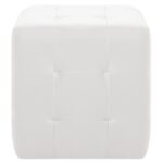 Poufs 2 pcs Blanc 30 x 30 x 30 cm Similicuir – Image 2