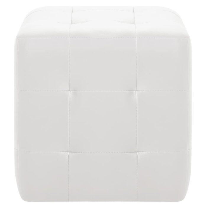 Poufs 2 pcs Blanc 30 x 30 x 30 cm Similicuir – Image 2