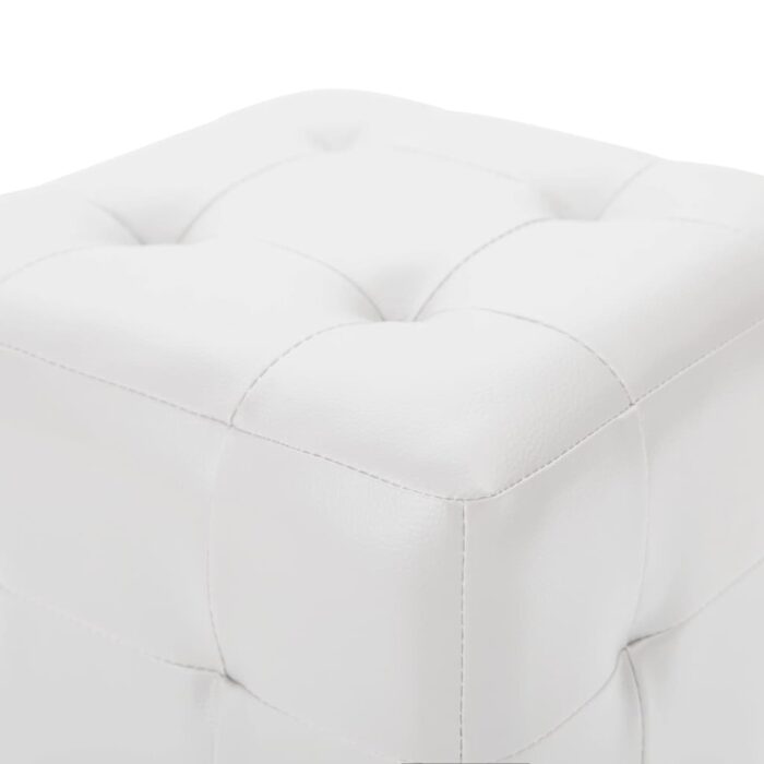 Poufs 2 pcs Blanc 30 x 30 x 30 cm Similicuir – Image 3